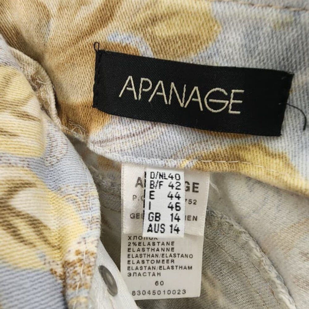 APANAGE Women’s Floral Print Pants Size 12 US Bootcut Beige Blue - Picture 2 of 7
